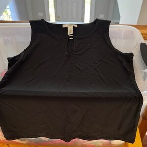 White House Black Market Women's Black Keyhole Tank Top